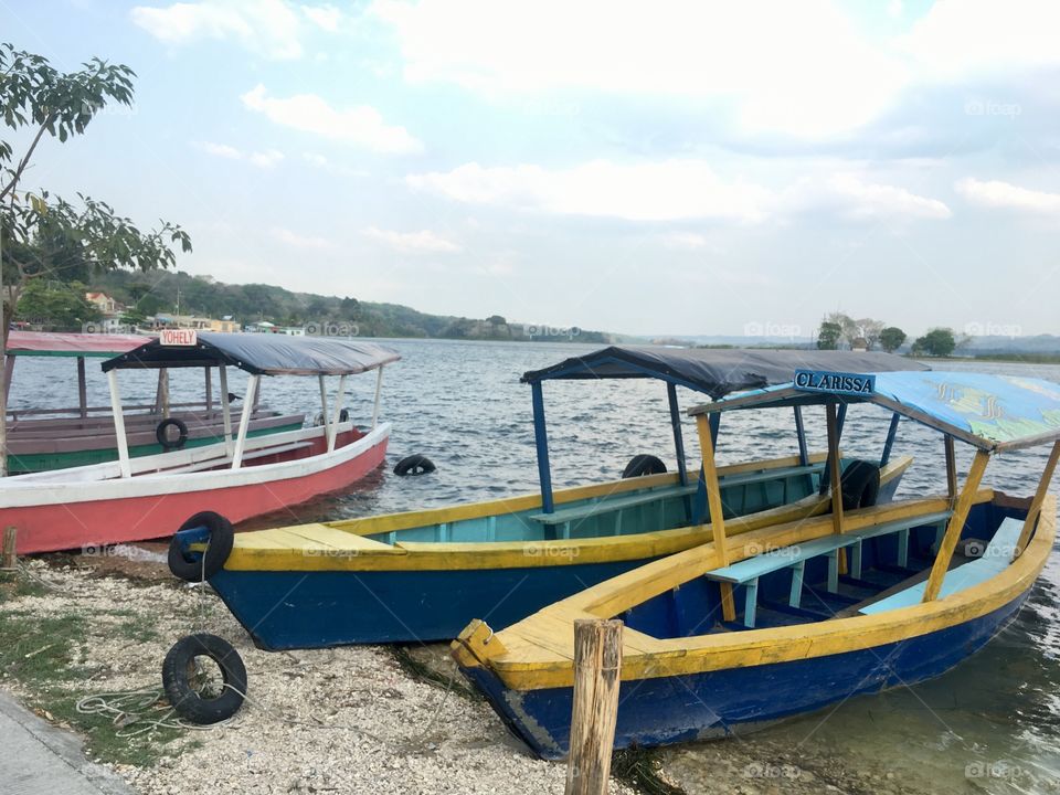 Colorful water taxis in Guatemala 