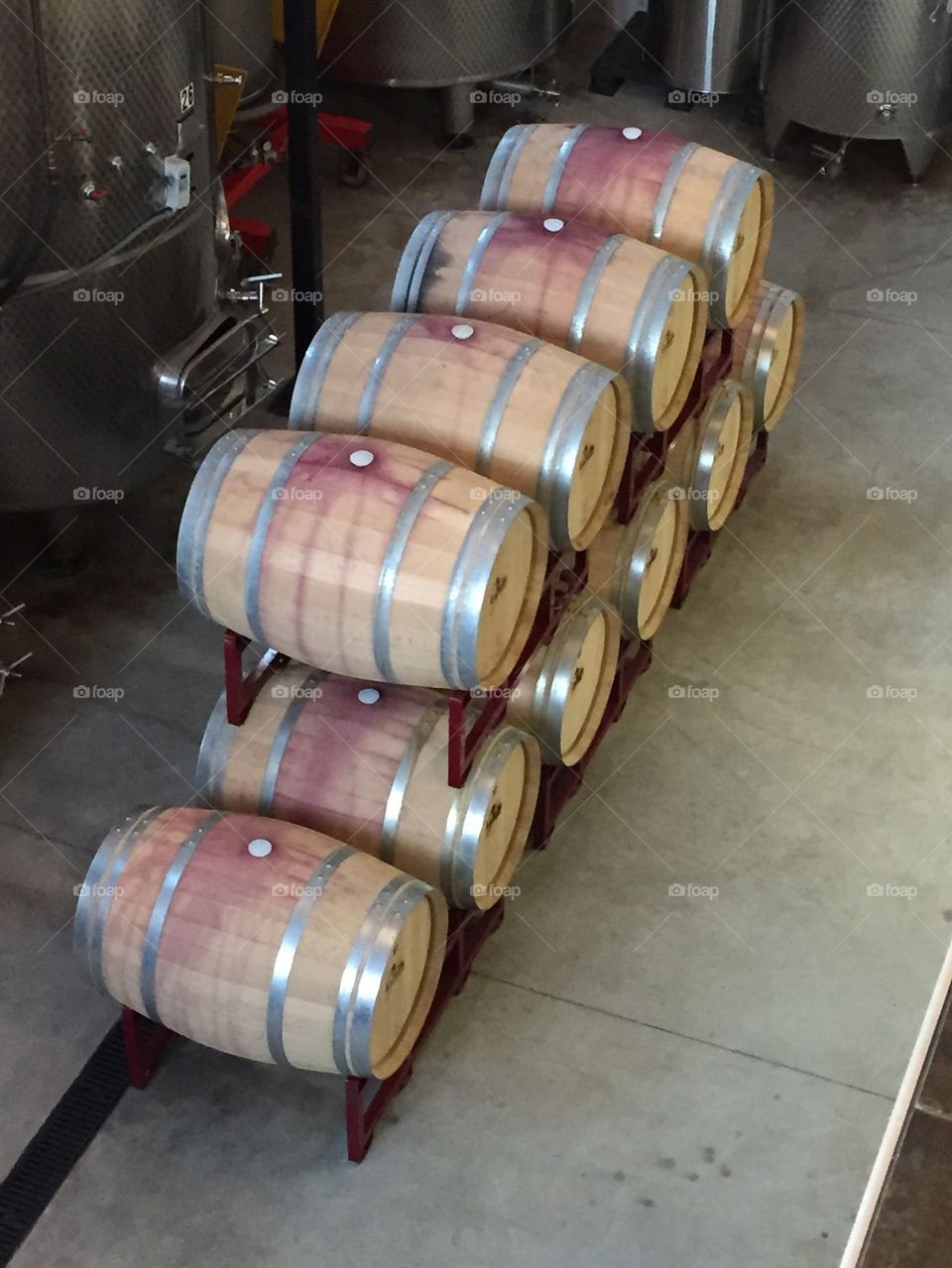 Barrel aged wines at a winery