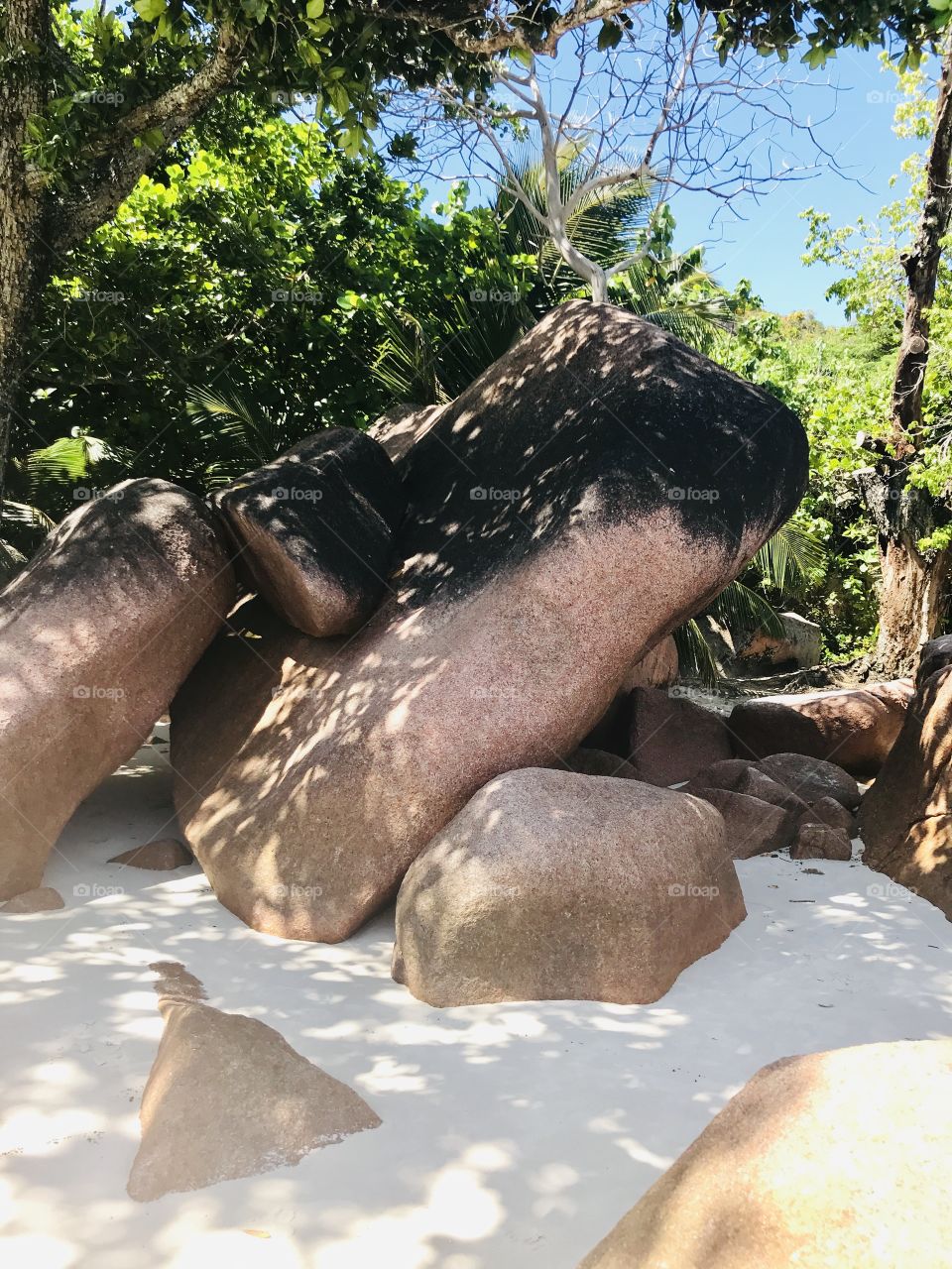 Seychelles Rocks on Anse Lazio beach, Seychelles 