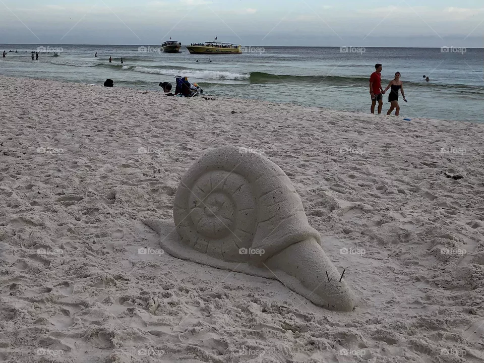 Panama City Beach Florida Summer Vacation Snail Sand Art Sculpture 