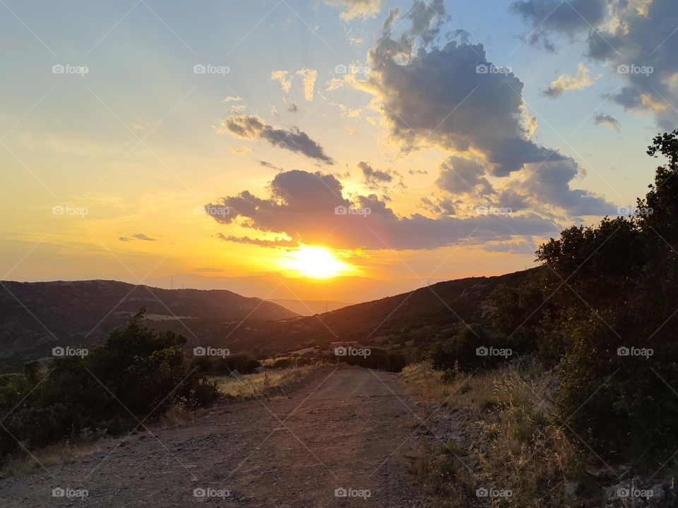 sunset on the mountains