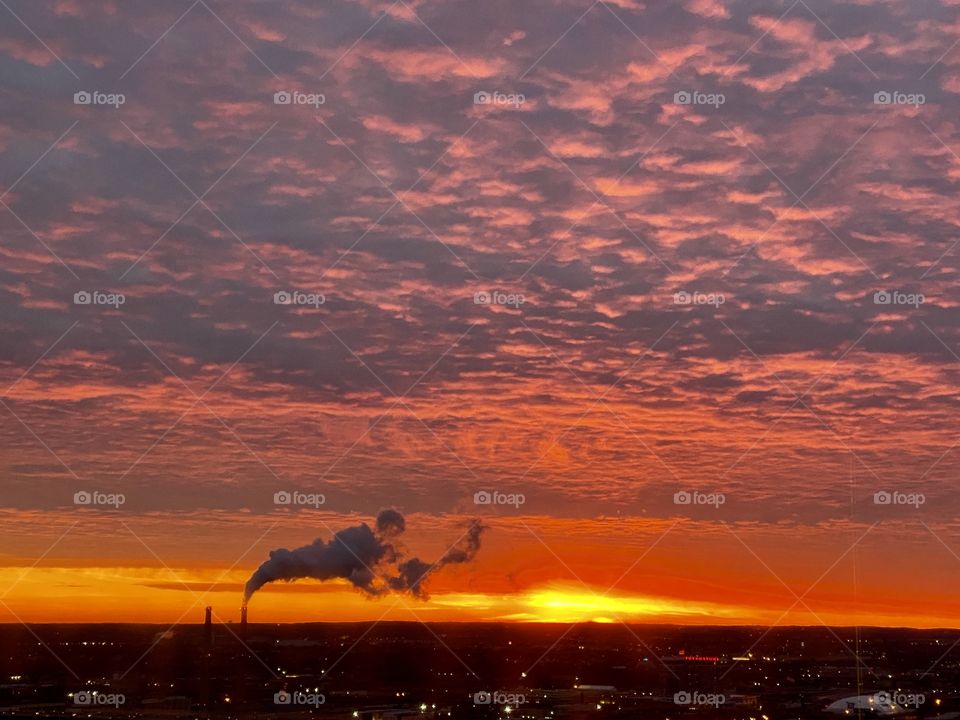 Sunset over the city