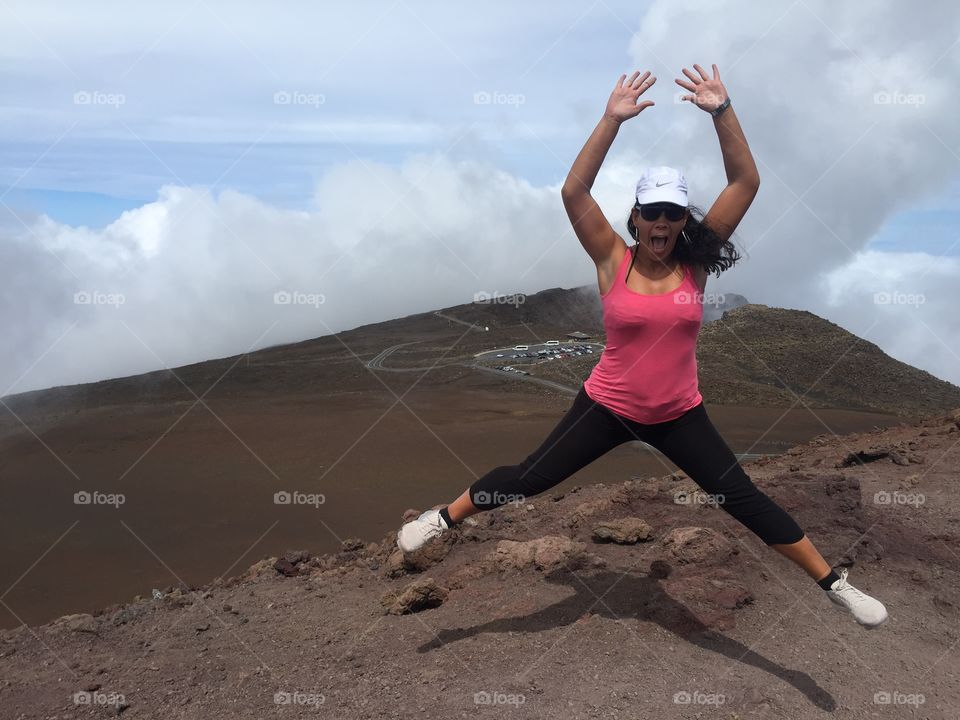 Happy on the top of the volcano 