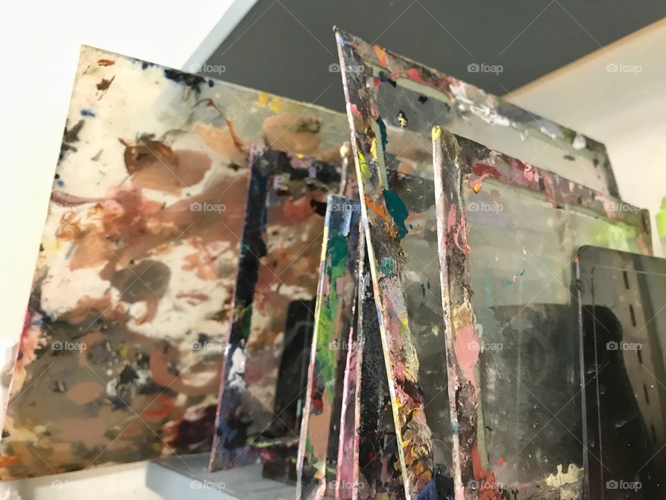 Paint on glass in art class