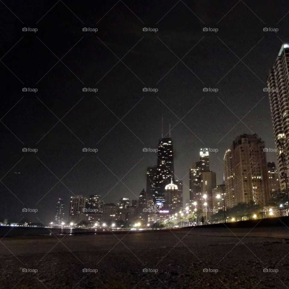 Street View Chicago. Taken on the Lake Front Trail.  Another one of my favorite places at night. 