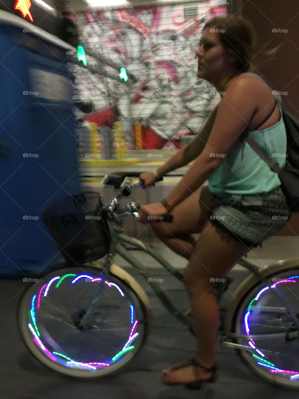Woman riding on bicycle
