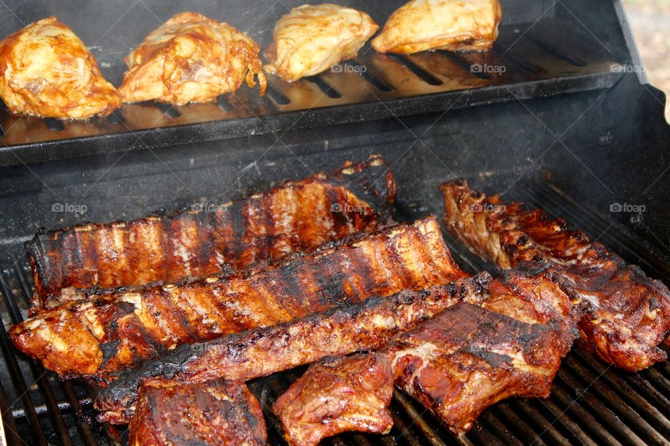 BBQ ribs and chicken