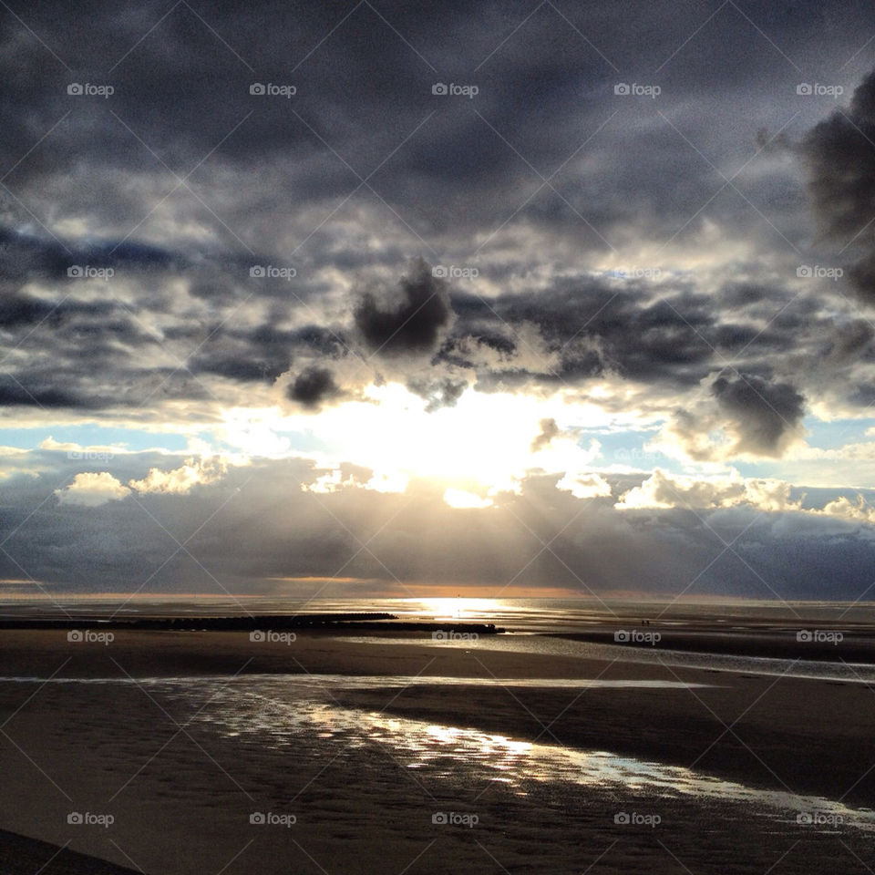 west kirby beach sunset clouds by ianbeattie