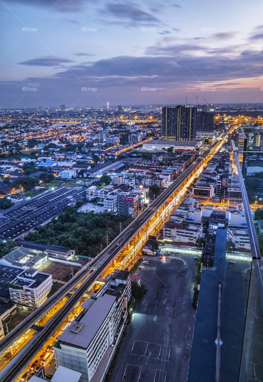 Beautiful night scape scene in Bangkok Thailand