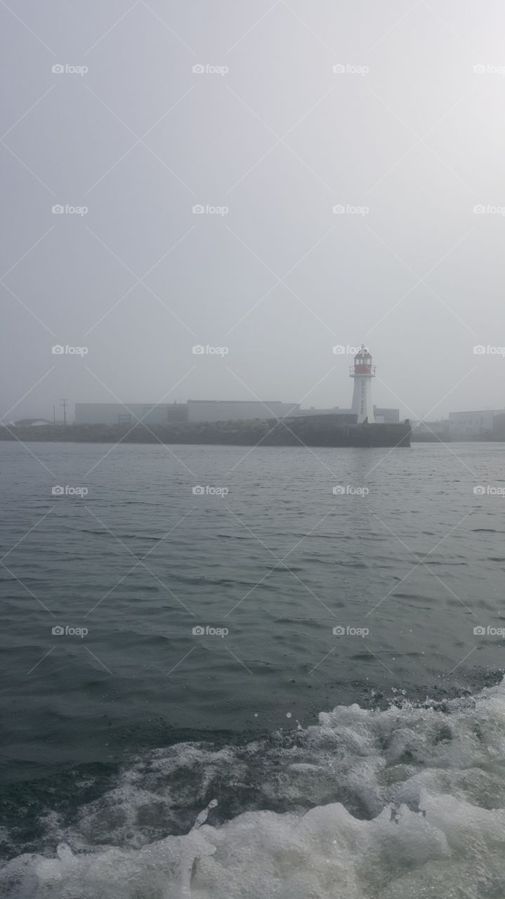 Water, Lighthouse, No Person, Sea, Fog