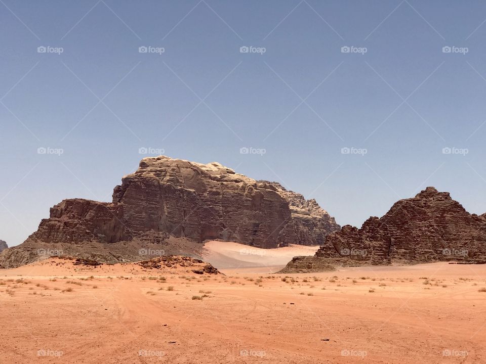 Desert in Jordan. Colored sand. Wadi rum 