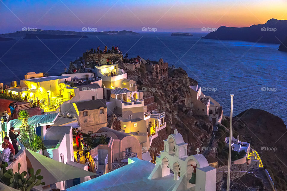 Byzantine castle ruins after sunset