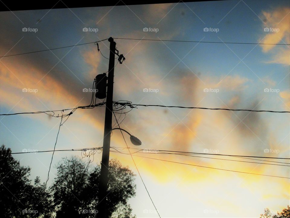 power pole at sunset