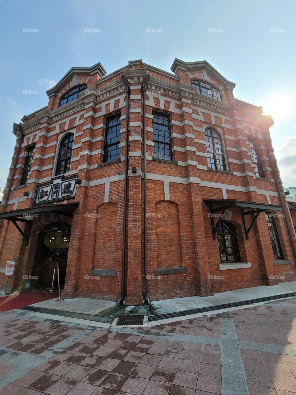 Japanese indoor bazaar architectural monument in Taiwan.The West Gate Red House. West Gate Red House.