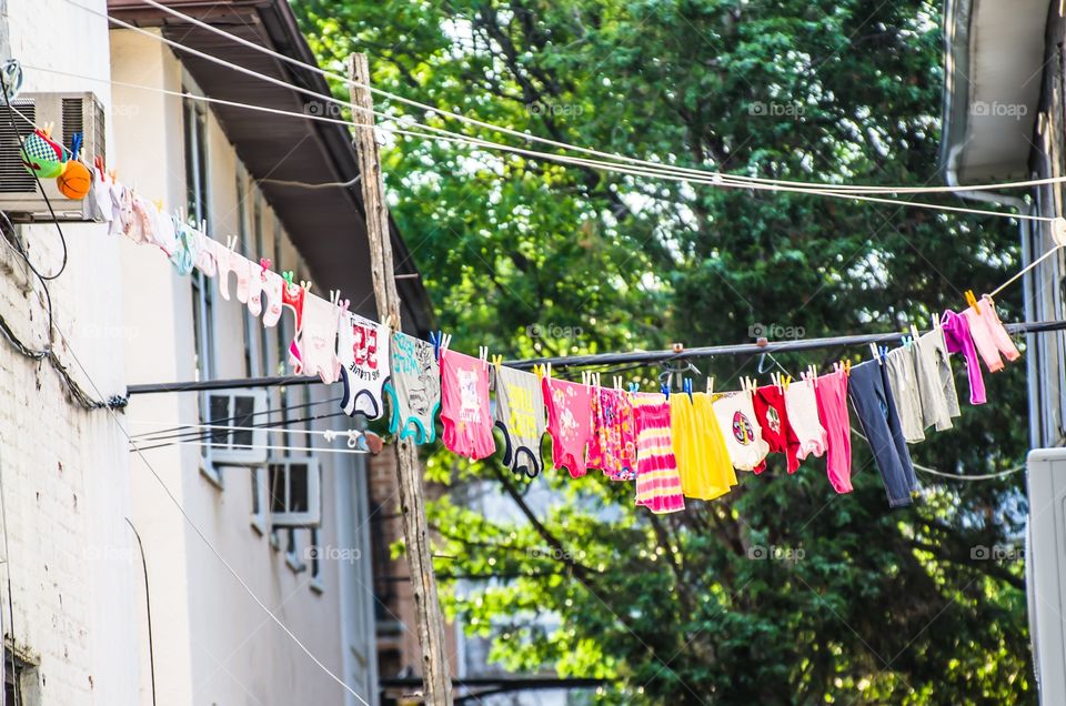 Clothes drying outdoors