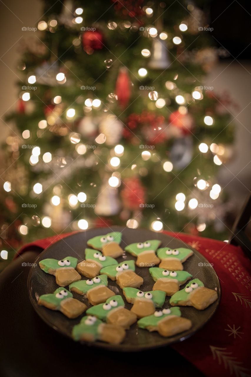 Baking some delicious Baby Yoda Christmas cookies and enjoying them with my fur child! These took way too long to make! 