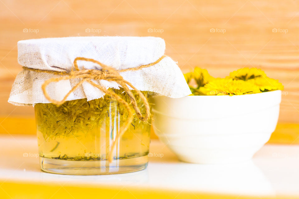 Close-up of dandelion jam