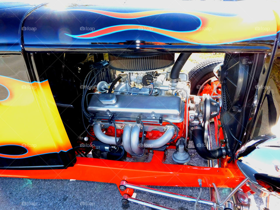 1932 Ford Hi-Boy Roadster parked in the church parking lot! Powered by a powerful 383 Stroker V8!