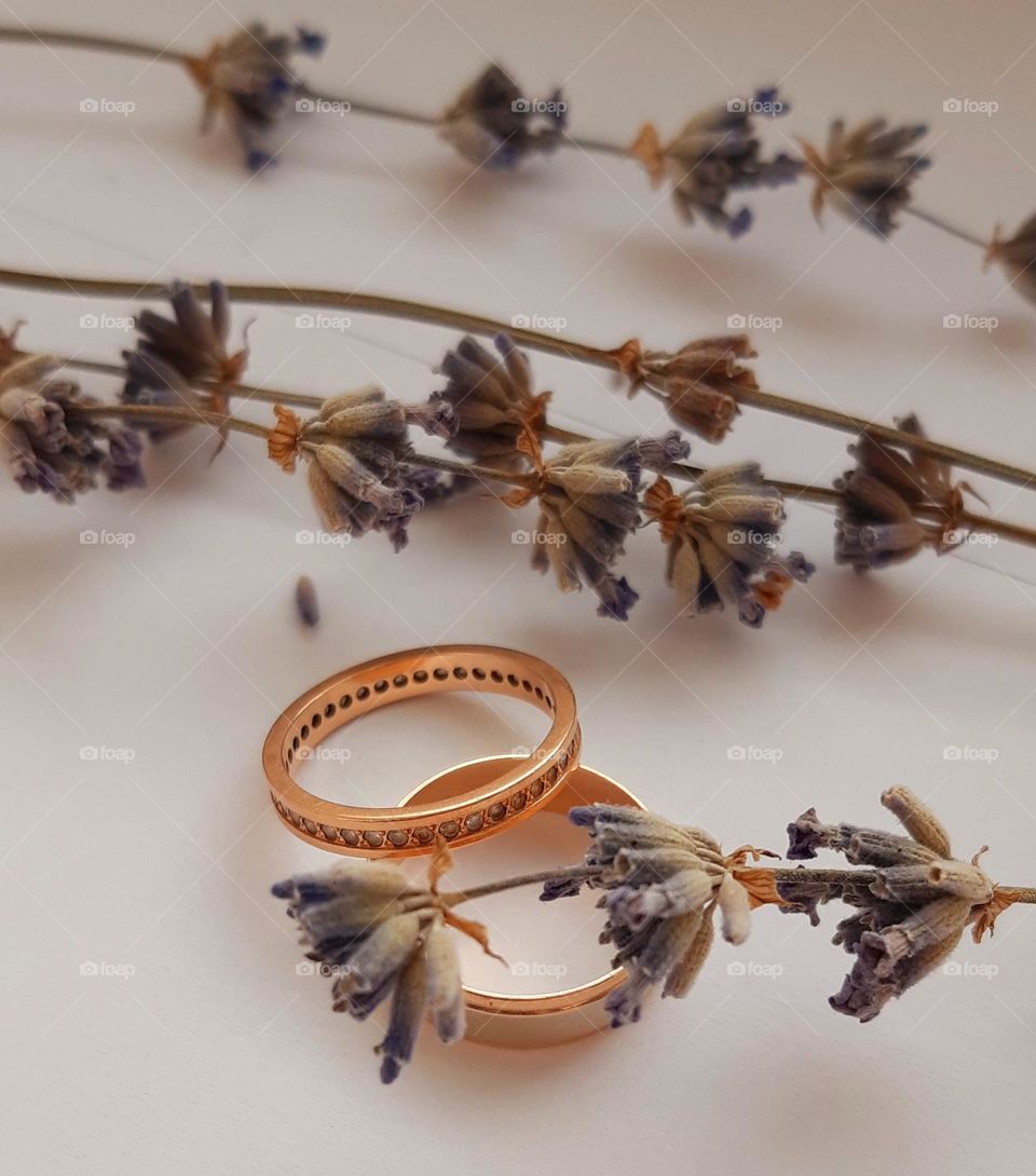 two rings with flowers