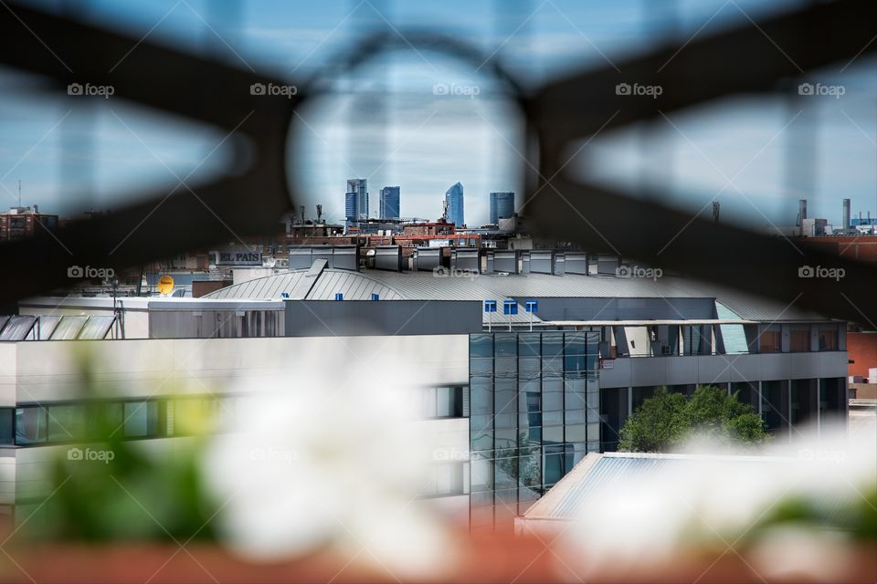 Madrid buildings within a circle of the fence