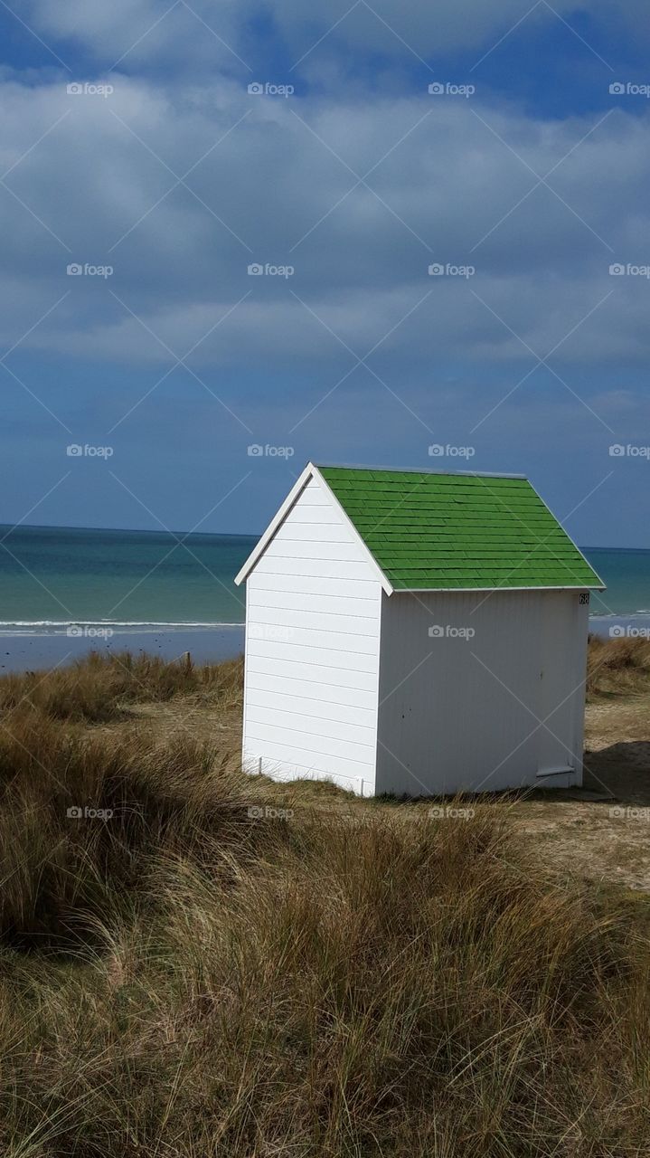 cabine de plage à  Gouville sur mer