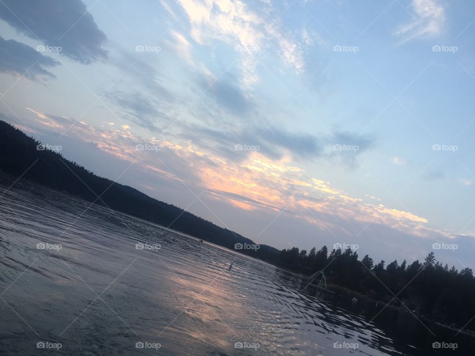 sunset on the lake. A photo taken on a boat ride at sunset