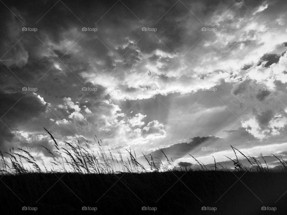 Landscape, Sunset, Storm, Sky, Monochrome