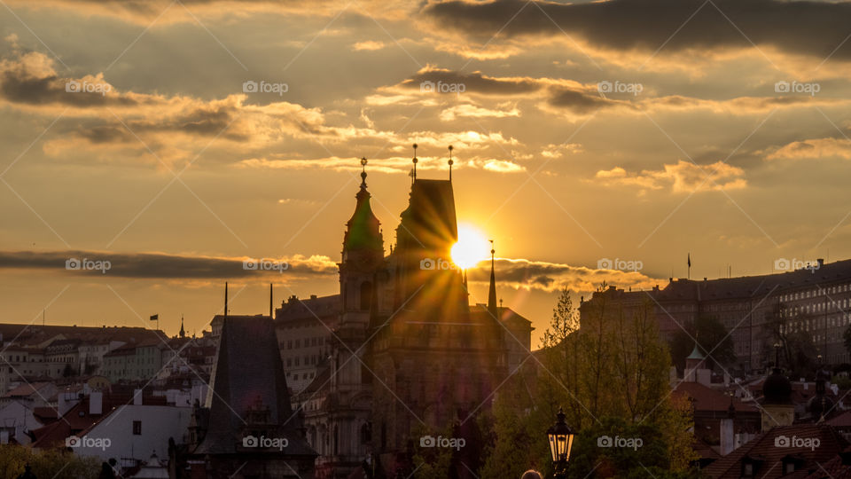 Sunset at Prague city