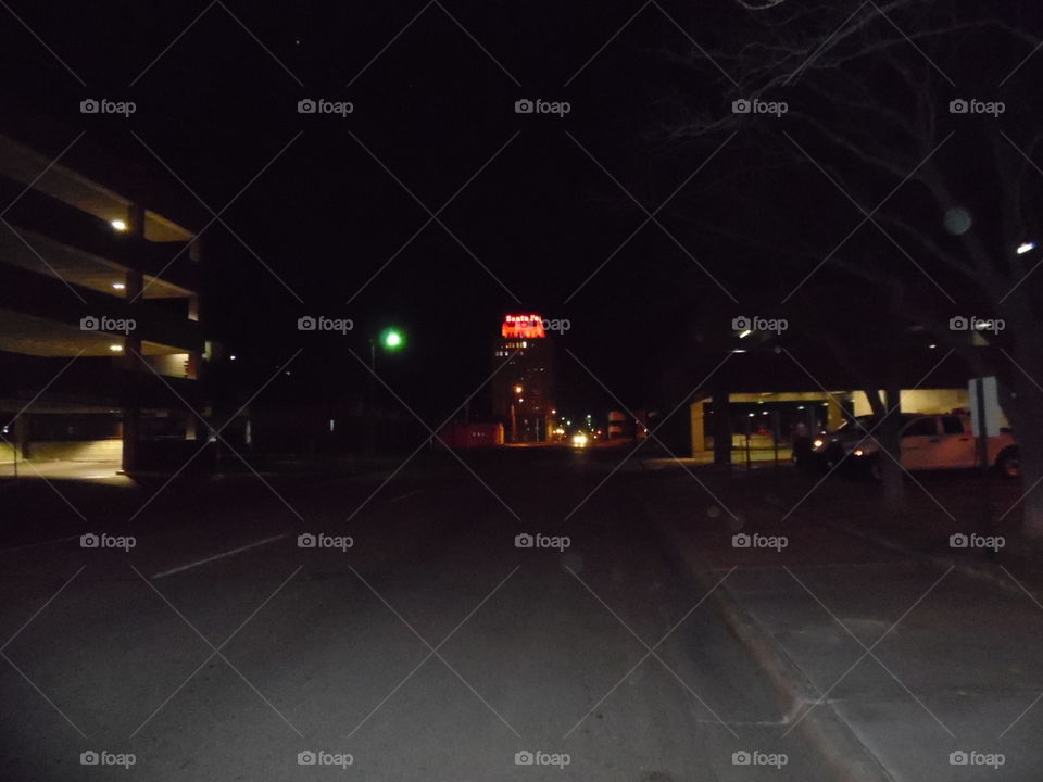 Santa fe building at night