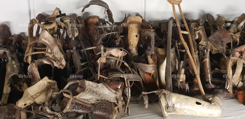 Back and leg braces from Aushwitz victims.