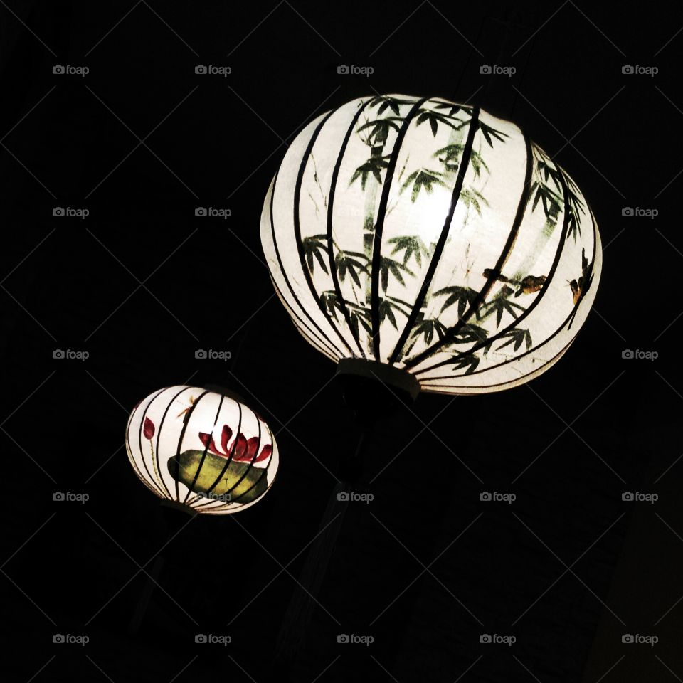 decoration. Lights in a vietnamese restaurant