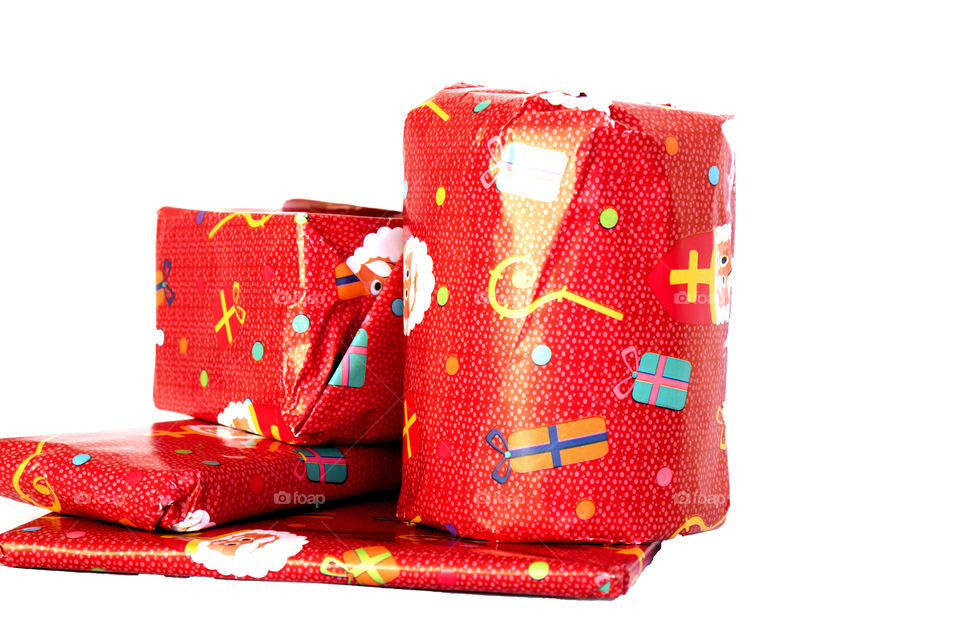 Red gift boxes for Christmas or New Year 