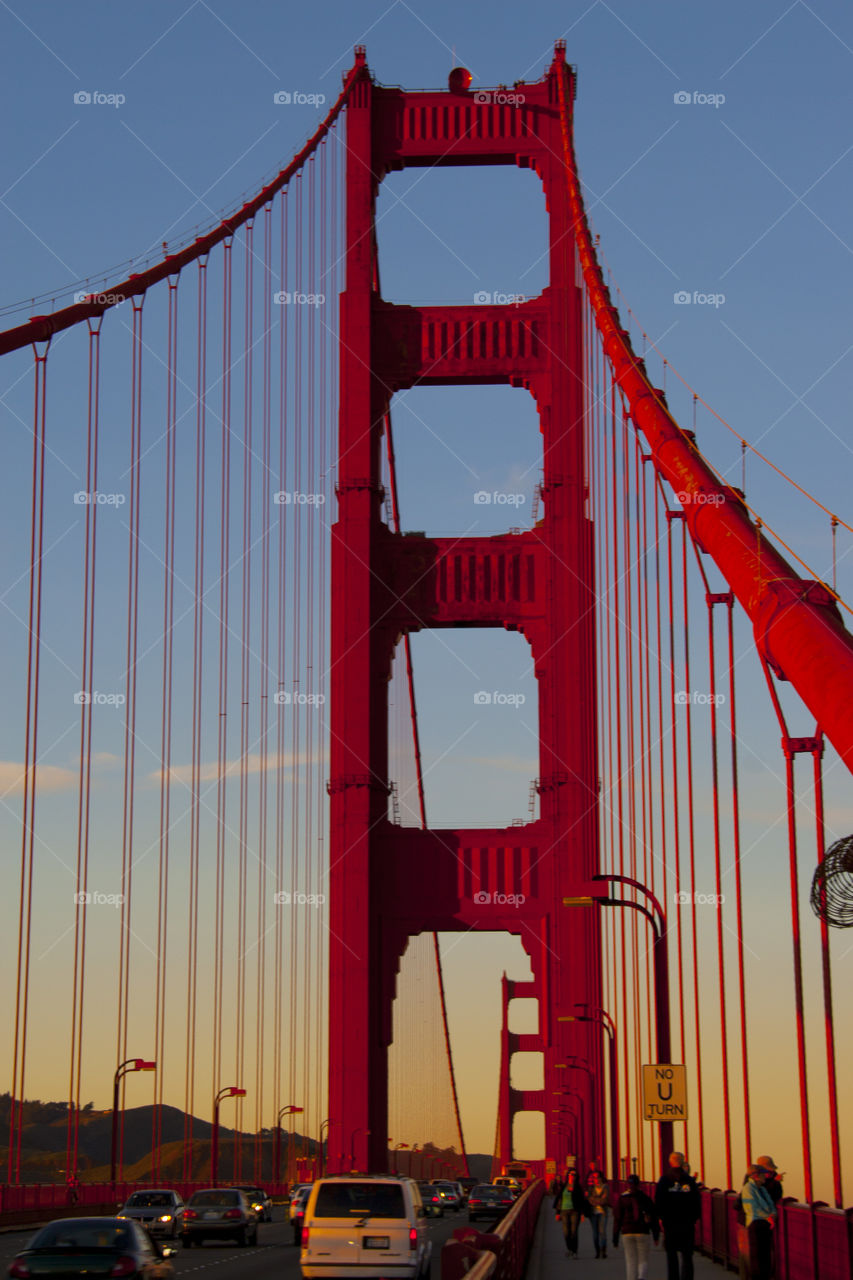 SUNSET AT THE GOLDEN GATE BRIDGE SAN FRANCISCO CALIFORNIA USA