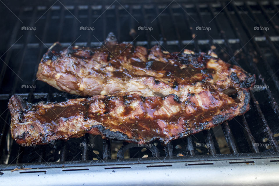 Barbecue grilled pork ribs
