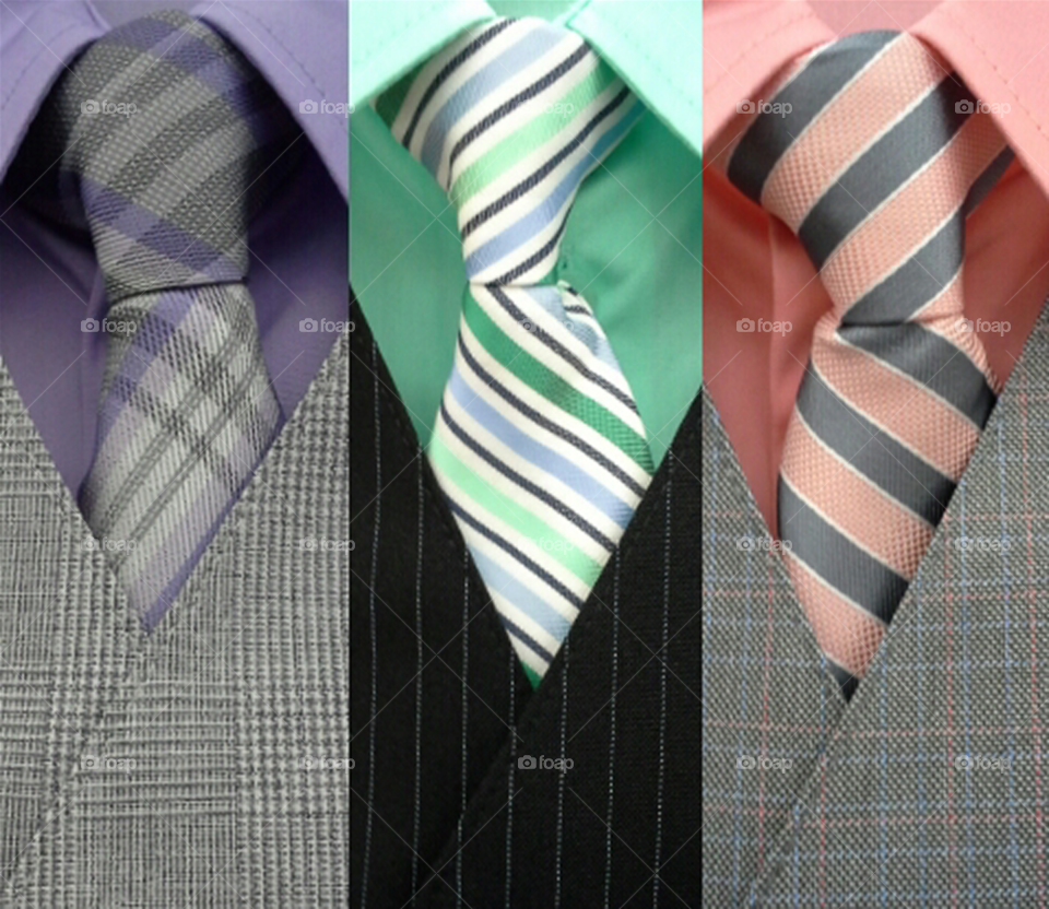 trio necktie row with shirts and jacket
