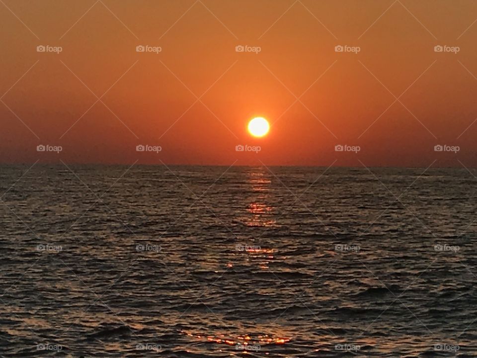Sunset over the sea Crete Greece 