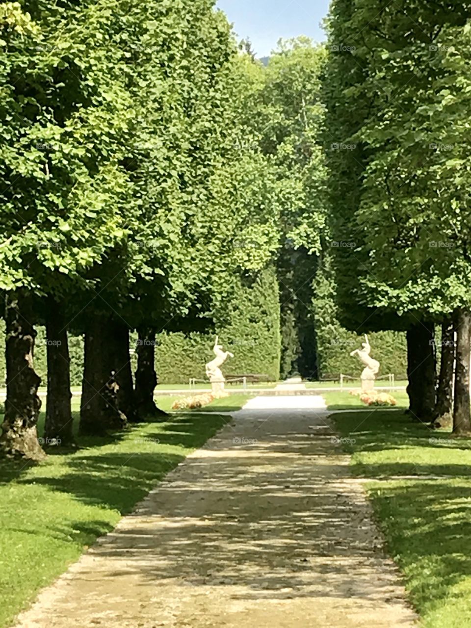 View of unicorns in Hellbrunn Palace Gardens