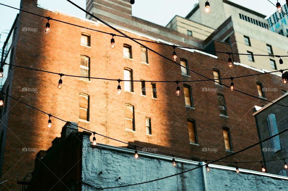 Lights in front of building