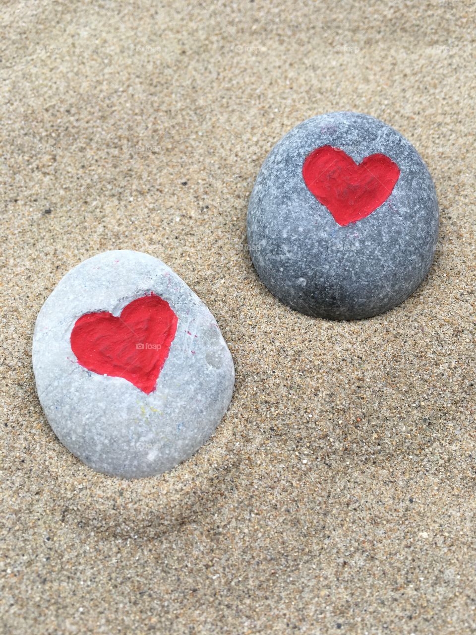 Heart shape on stone at beach