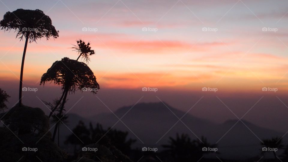 Red Sunset on Mount Gede