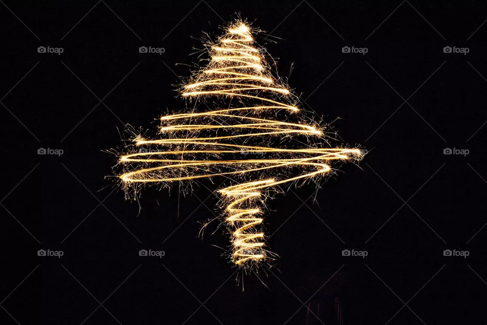 Christmas Tree Drawn In Lights