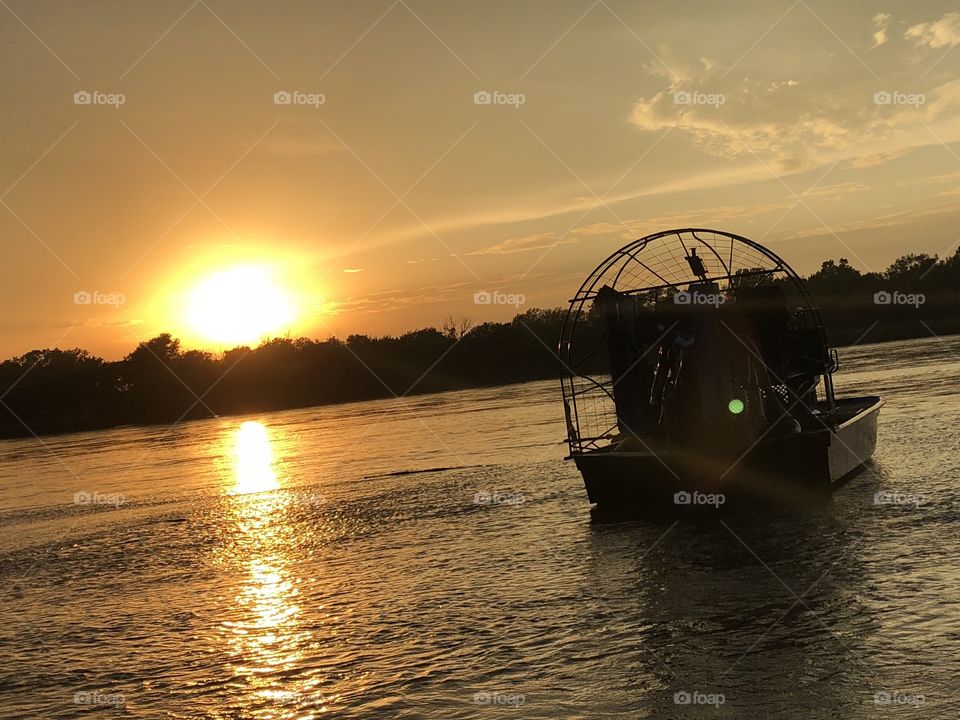 Airboat and a beautiful sunset