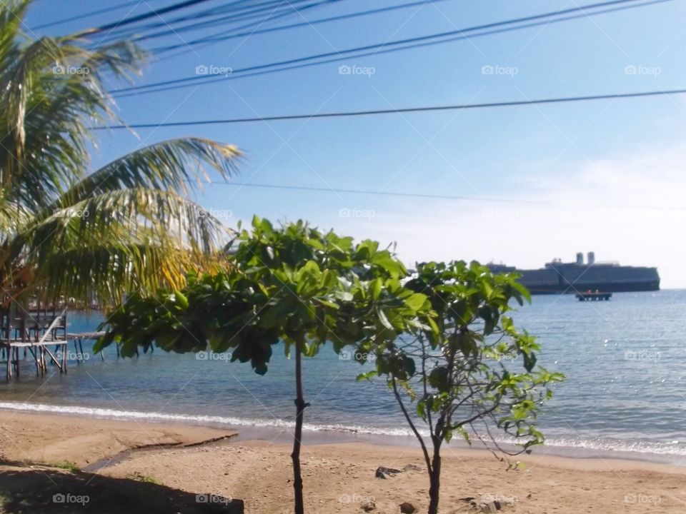 Photo from moving car traveling in Roatan, Honduras