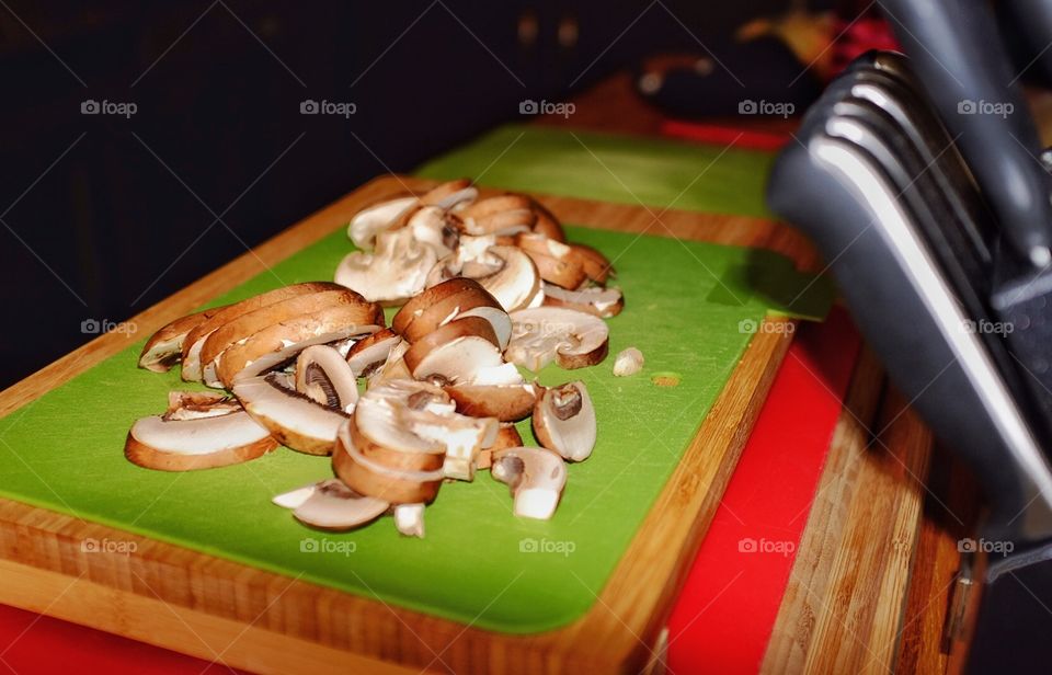 Fresh cut up mushrooms