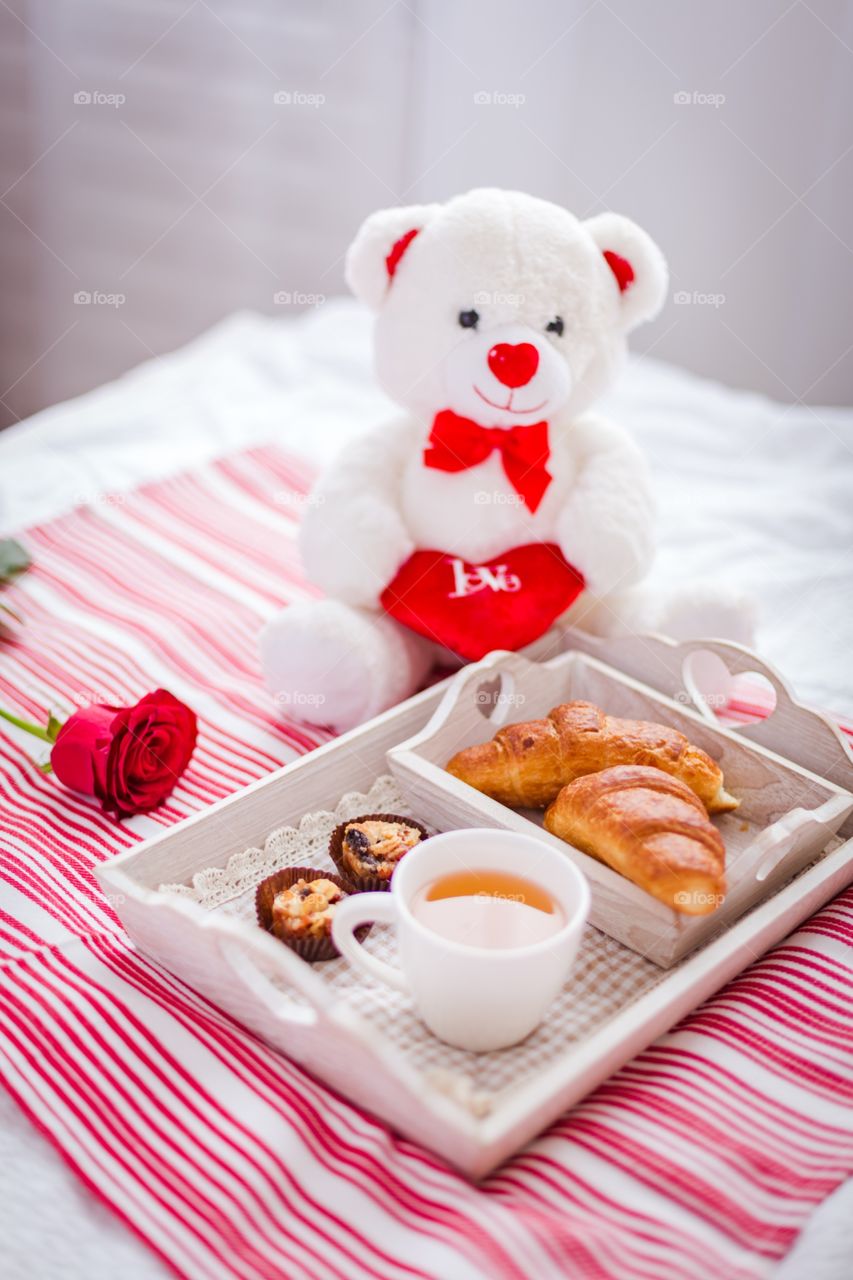 Morning breakfast in bed