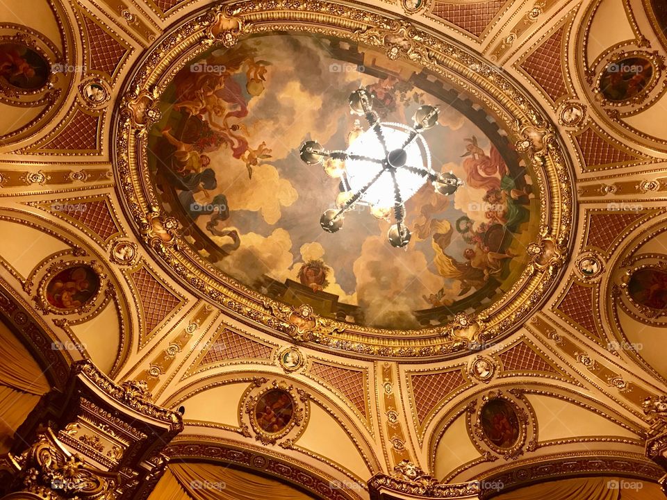 Picture of the Times Square church's ceiling. Taken in New York.