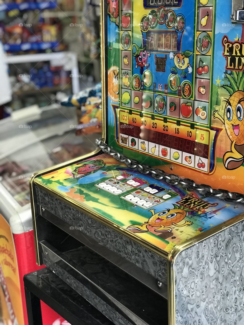 A slot machine inside a Guatemala market 