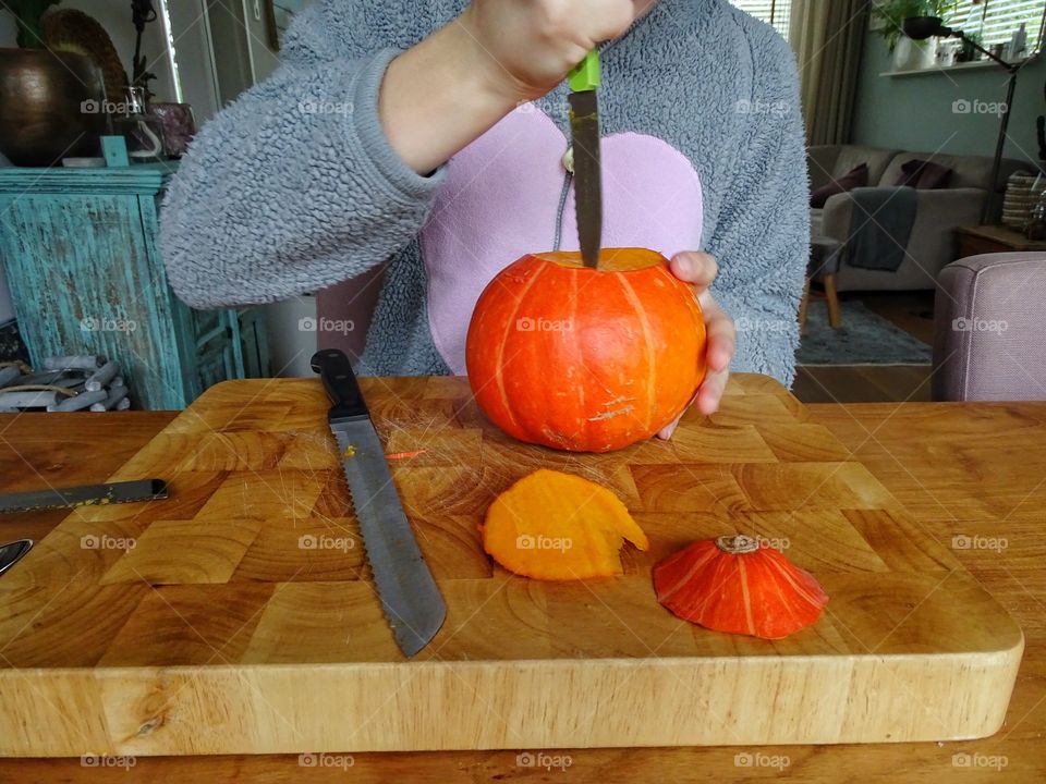 Carving pumpkin