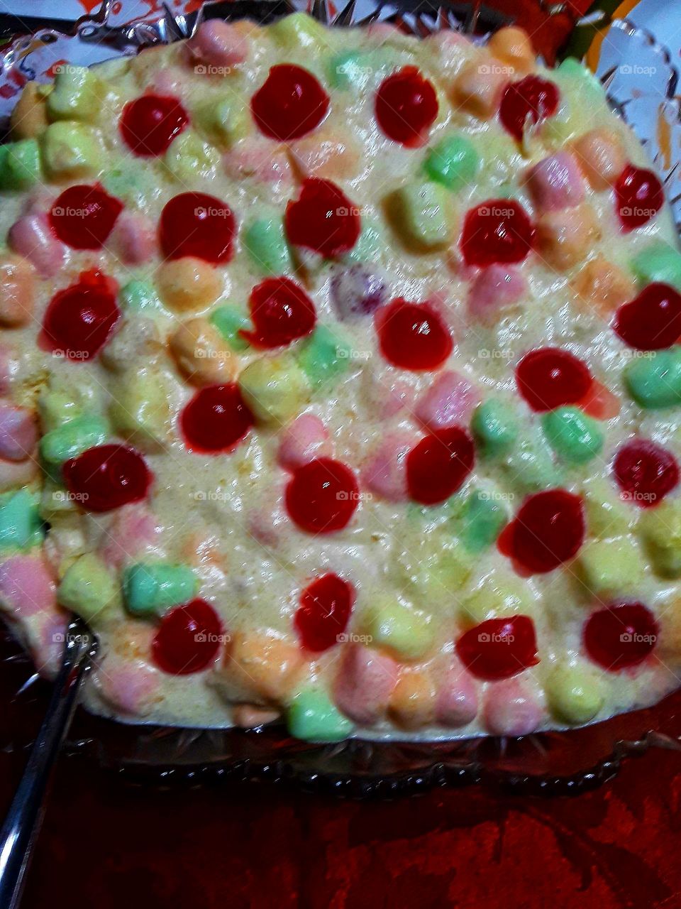 Marshmallow Salad Fluff With Cherries