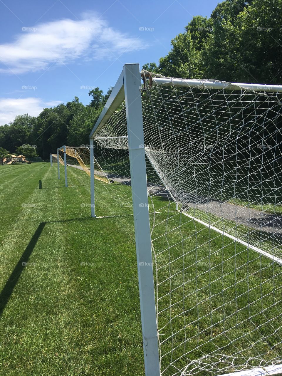Soccer goals ready to be scored on